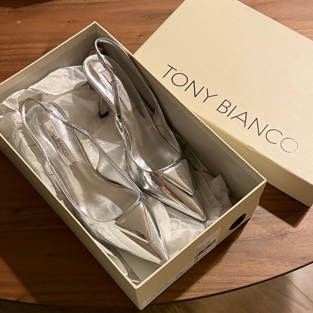 Tony Bianco Metallic Silver Heels